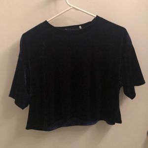 Urban Outfitters Navy Crushed Velvet Size: S